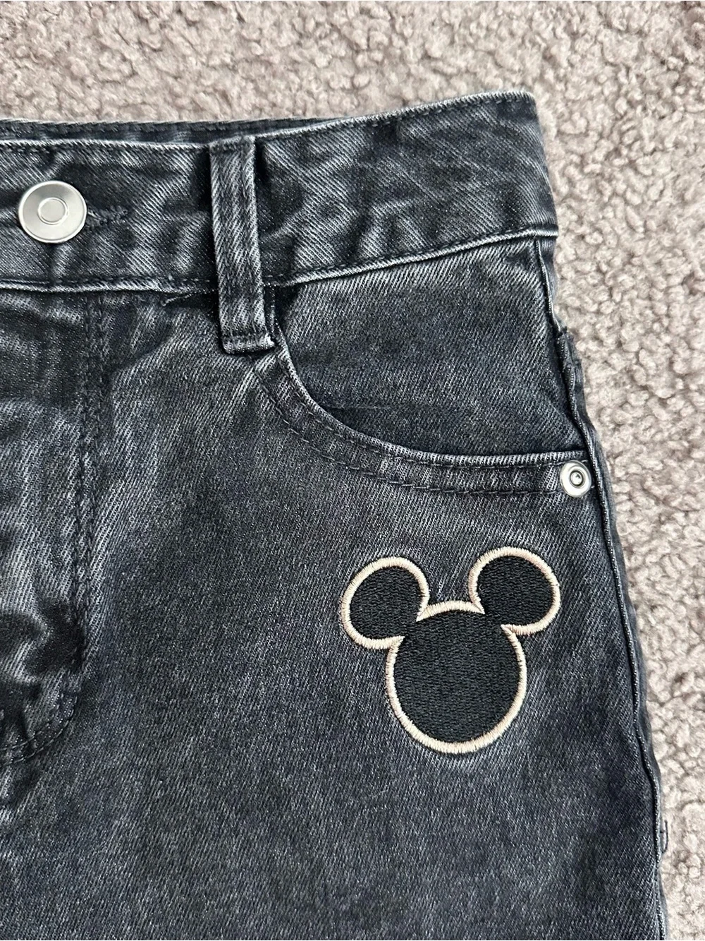 Disney Minnie Mouse Charcoal Gray Straight Denim Jeans Girls 10